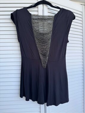 Free People Black Scoop Neck Cap Sleeve Tank